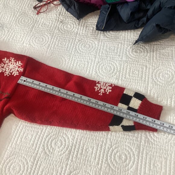 Vintage South Wool Hand Embroidered Cardigan Christmas Sweater Womens Size S Ski - Picture 10 of 13